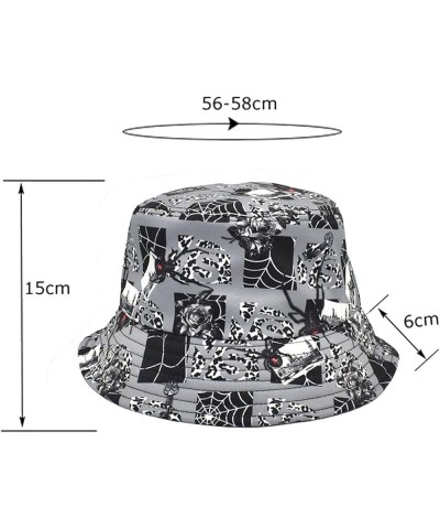 Men Women Print Bucket Hats Casual Summer Flat Top Sunshade Fishing Hats Wide Brim Foldable Sun Caps Grey $6.29 Bucket Hats