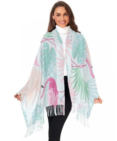 Tropical Flamingo Winter Scarf Soft Tassel Scarves Warm Cozy Shawls and Wraps for Evening Dress Wedding $12.74 Scarves