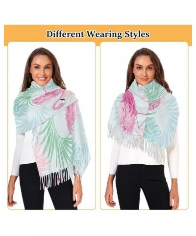 Tropical Flamingo Winter Scarf Soft Tassel Scarves Warm Cozy Shawls and Wraps for Evening Dress Wedding $12.74 Scarves