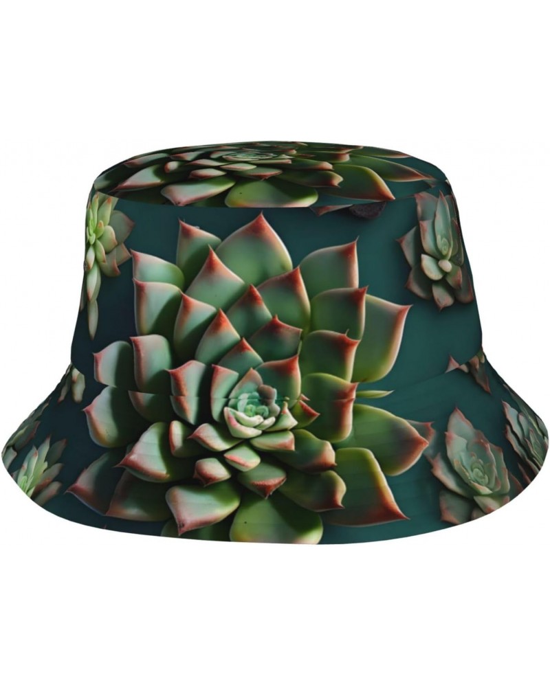 Many Succulents Fisherman's Hat, Unisex, Fashionable and Lightweight, Foldable Outdoor Fisherman's Hat, Beach Sun Hat Black $...