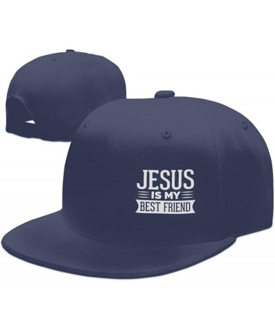 Jesus is-My Best Friend Hats for Men Black Hat Flat Bill Mens Dad Hats Fashion Baseball Cap Navy Blue $9.00 Baseball Caps