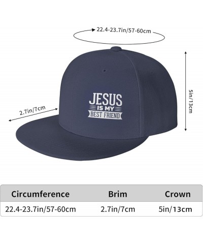 Jesus is-My Best Friend Hats for Men Black Hat Flat Bill Mens Dad Hats Fashion Baseball Cap Navy Blue $9.00 Baseball Caps