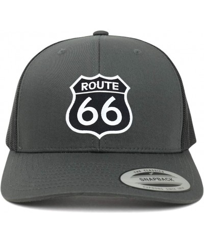 Flexfit Route 66 Black White Patch Retro Fit Trucker Mesh Cap Charcoal $12.00 Baseball Caps