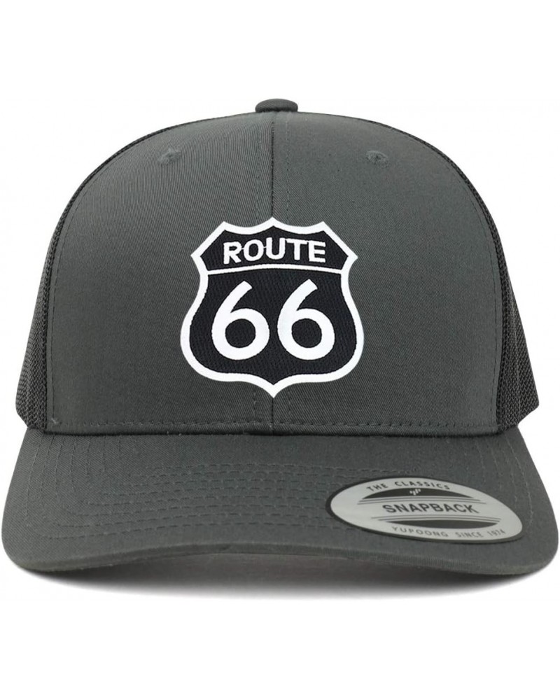 Flexfit Route 66 Black White Patch Retro Fit Trucker Mesh Cap Charcoal $12.00 Baseball Caps