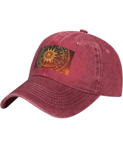 Gears Clock Bronze Century Print Washed Cowboy Baseball Cap for Adults Adjustable Caps Fashion Cap A Sun Hat Red $12.02 Baseb...