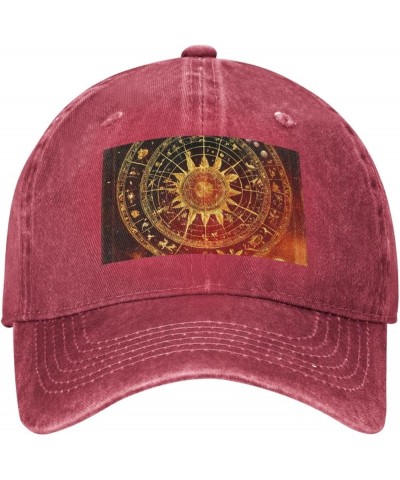 Gears Clock Bronze Century Print Washed Cowboy Baseball Cap for Adults Adjustable Caps Fashion Cap A Sun Hat Red $12.02 Baseb...