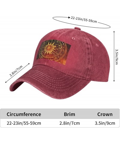 Gears Clock Bronze Century Print Washed Cowboy Baseball Cap for Adults Adjustable Caps Fashion Cap A Sun Hat Red $12.02 Baseb...