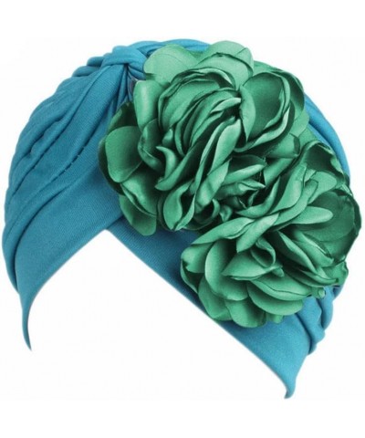 Chemo Headscarf for Women - Solid Ruffle Flower Caps,Turban Beanies Headwrap Hats for Cancer Teal $10.07 Skullies & Beanies