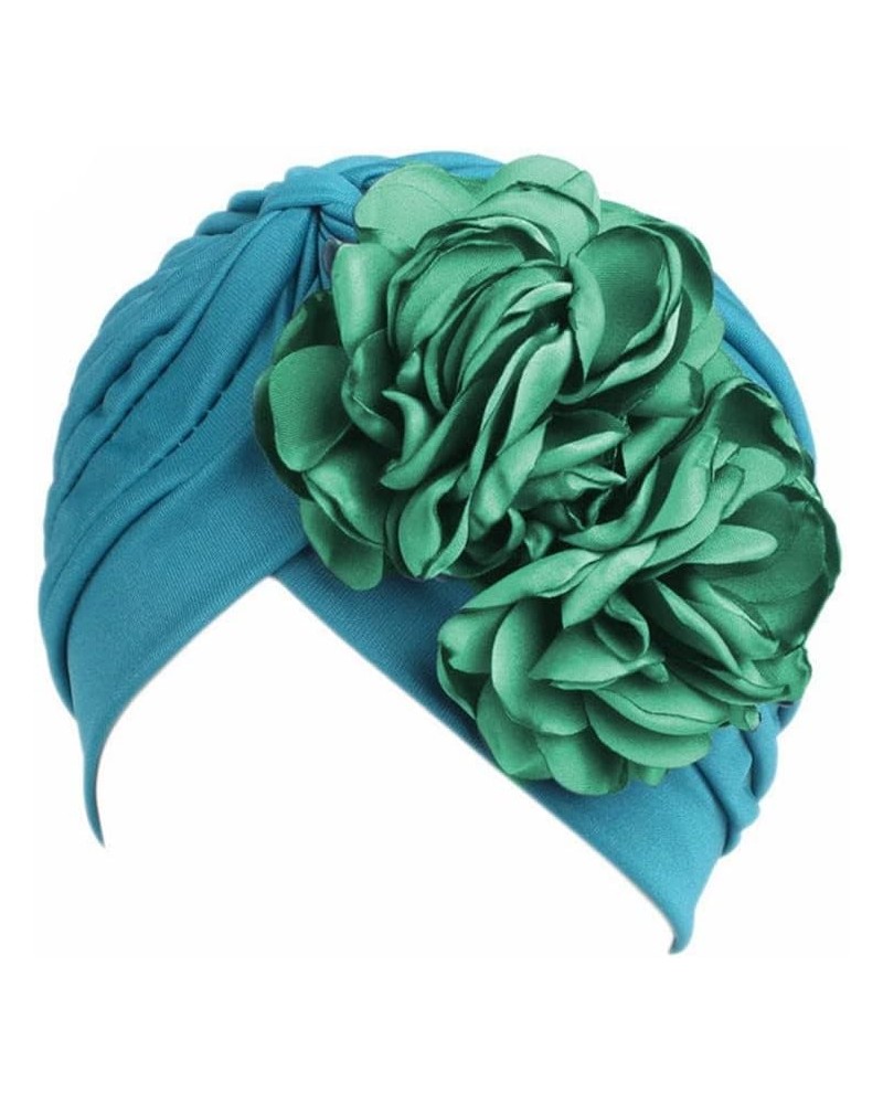 Chemo Headscarf for Women - Solid Ruffle Flower Caps,Turban Beanies Headwrap Hats for Cancer Teal $10.07 Skullies & Beanies