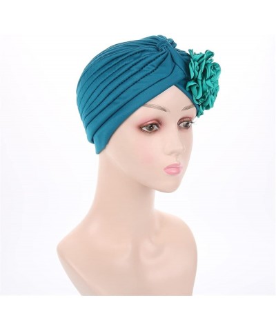 Chemo Headscarf for Women - Solid Ruffle Flower Caps,Turban Beanies Headwrap Hats for Cancer Teal $10.07 Skullies & Beanies