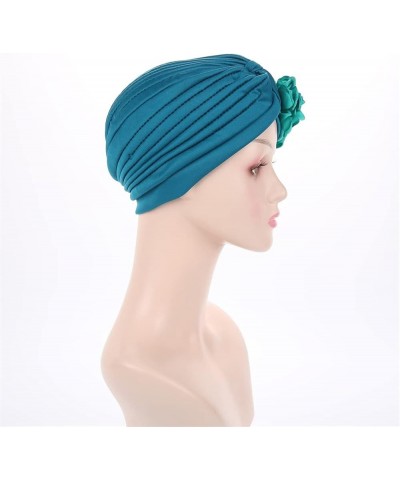 Chemo Headscarf for Women - Solid Ruffle Flower Caps,Turban Beanies Headwrap Hats for Cancer Teal $10.07 Skullies & Beanies