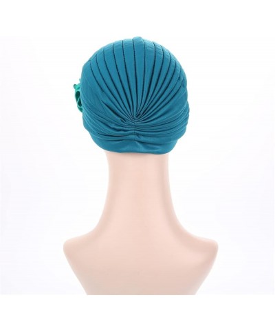 Chemo Headscarf for Women - Solid Ruffle Flower Caps,Turban Beanies Headwrap Hats for Cancer Teal $10.07 Skullies & Beanies