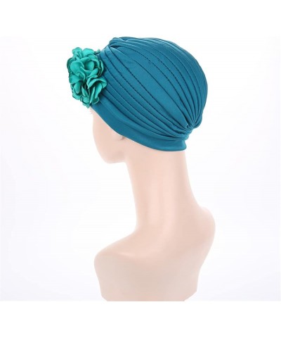 Chemo Headscarf for Women - Solid Ruffle Flower Caps,Turban Beanies Headwrap Hats for Cancer Teal $10.07 Skullies & Beanies