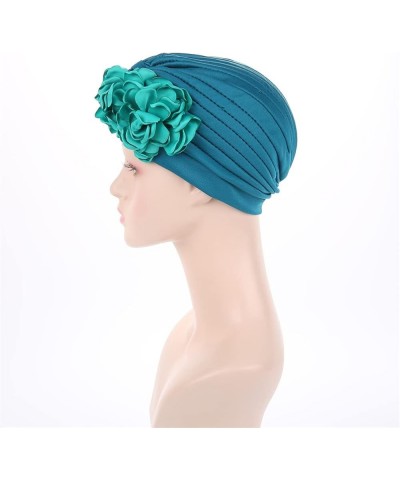 Chemo Headscarf for Women - Solid Ruffle Flower Caps,Turban Beanies Headwrap Hats for Cancer Teal $10.07 Skullies & Beanies