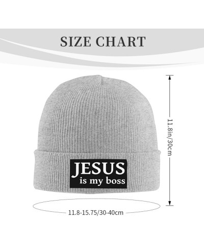 Christian Knit Hat Jesus is My Boss Knit Cap Christ 2024 Warm Winter Cap for Men Women Funny Fashion Beanie Hat Gray $11.87 S...