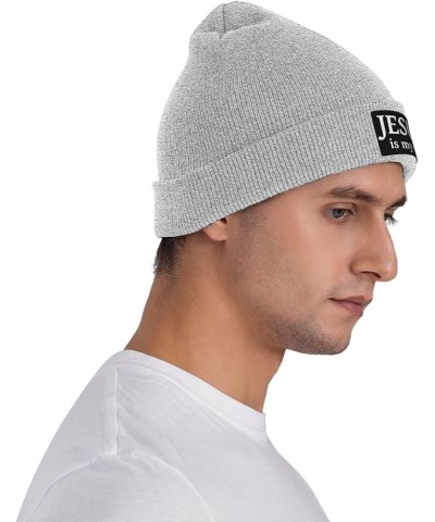 Christian Knit Hat Jesus is My Boss Knit Cap Christ 2024 Warm Winter Cap for Men Women Funny Fashion Beanie Hat Gray $11.87 S...