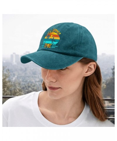 Surfboard Tree Beach Sun Man Palm Hat Mom Hat Pigment Black Mens Golf Hat Gifts for Son Golf Hat Cyan Blue $10.99 Sun Hats