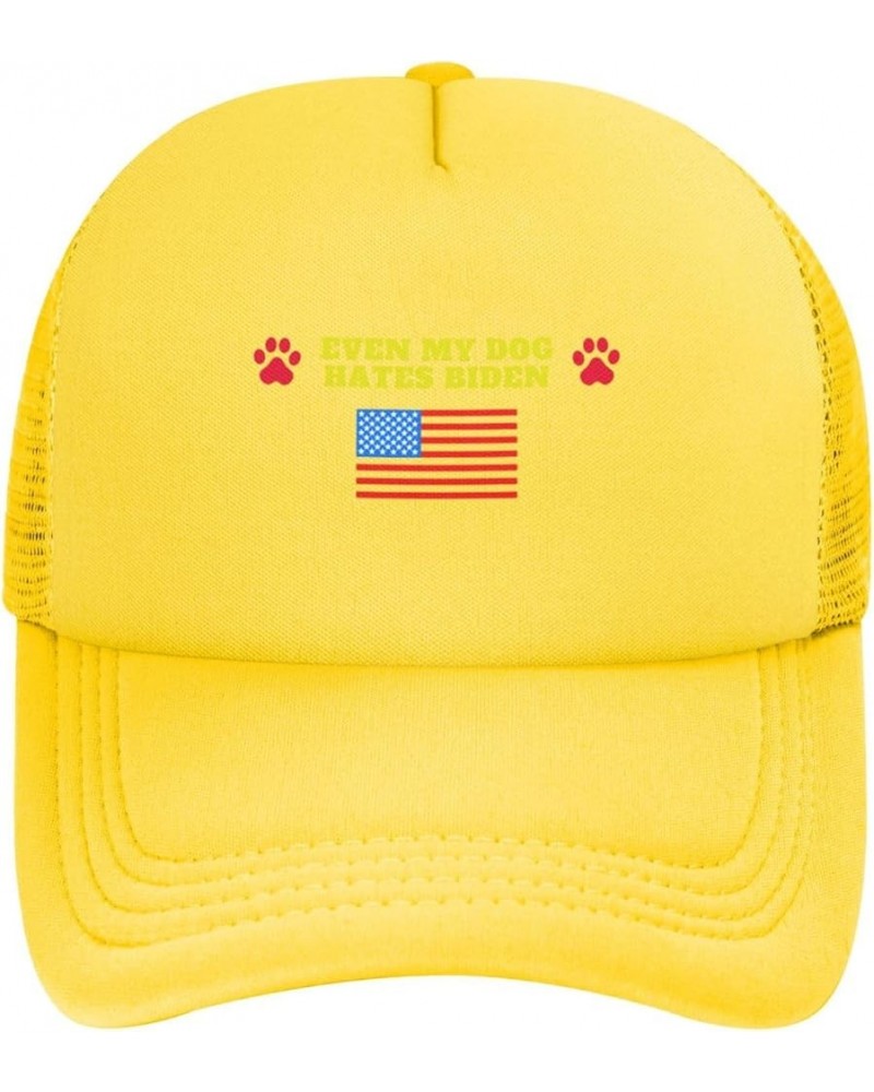 Even My Dog Hates Biden Baseball Cap Fashion Man Womans Baseball Cap Washable Adjustable Dad Hats Yellow $9.90 Baseball Caps