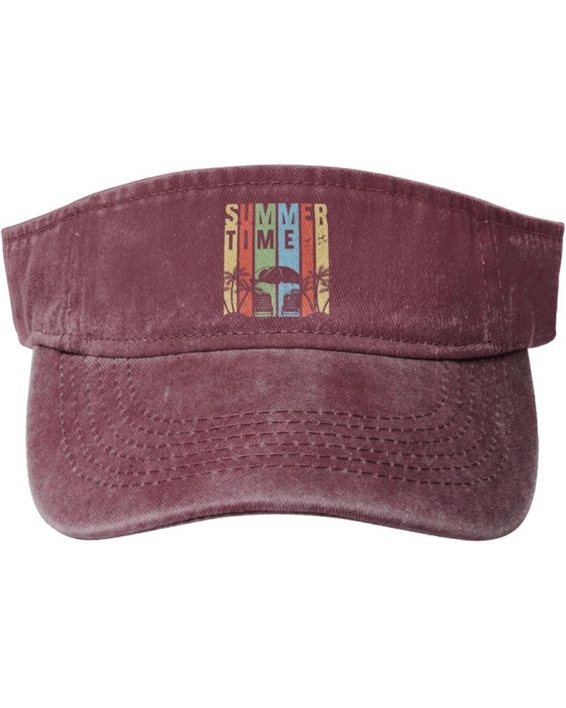 Summer Time Sun Hat Sun Visor Hats for Women Men Baseball Cap Golf Hats Red $9.47 Visors