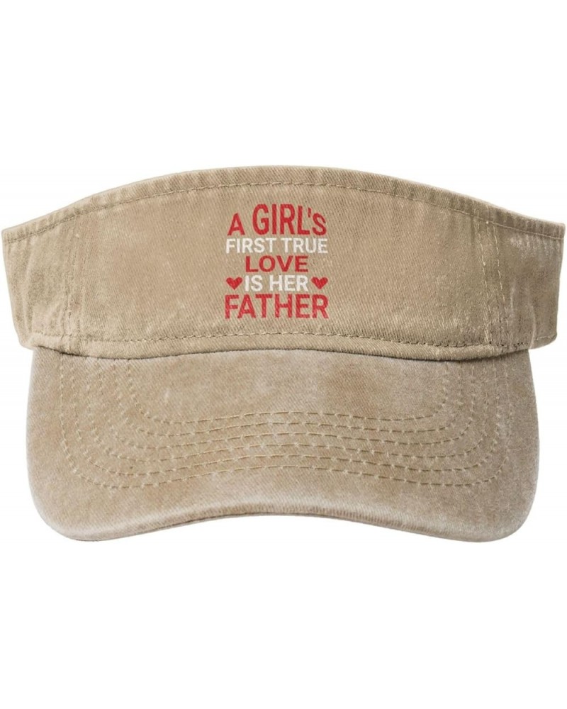 A Girl's First True Love is Her Father Sun Hat Sun Visor Hats for Women Men Baseball Cap Golf Hats Natural $9.94 Visors