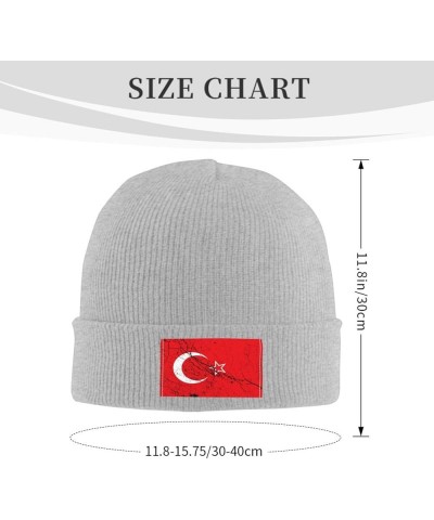 Flag of Hatay Texture Effect Beanie Hat for Men Women Knit Skull Cap Warm Hats Black Knitted Caps Gray $12.41 Skullies & Beanies