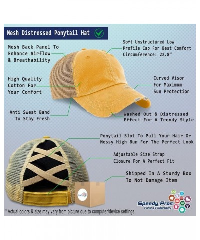 Womens Ponytail Cap I'll Bring The Ivs Cotton Distressed Trucker Hats Mustard $16.42 Baseball Caps