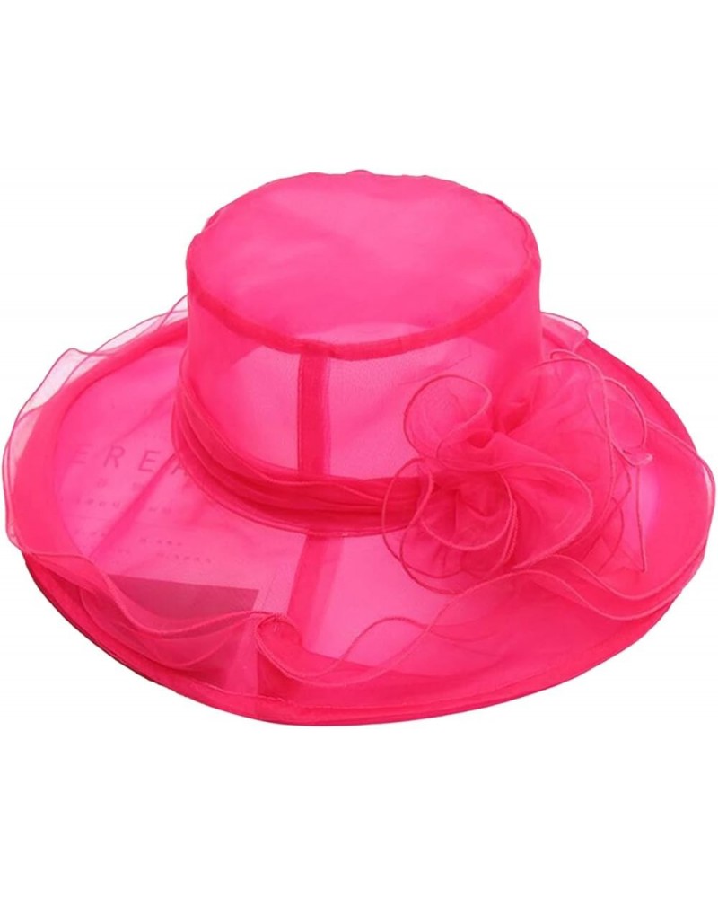 Women's Headdress Hat Wedding Hat Sun Hat Flower Shade Seaside Beach Hat Periphery Hat Hot Pink $7.29 Sun Hats