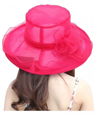 Women's Headdress Hat Wedding Hat Sun Hat Flower Shade Seaside Beach Hat Periphery Hat Hot Pink $7.29 Sun Hats