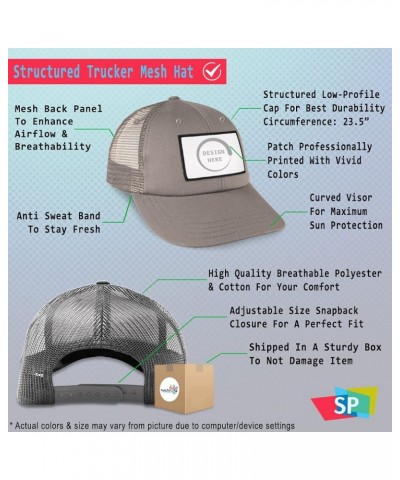 Custom Patch Hat Trucker Baseball Cap Fish Cotton Hook Dad Hat for Men & Women Grey Rectangle Patch Personalized Text Here $1...