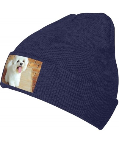 Maltese Dog Knitted Woolen Hat, Men's/Women's Warm and Fashionable Winter Beanies, Gift for Father Navy Blue $12.94 Skullies ...