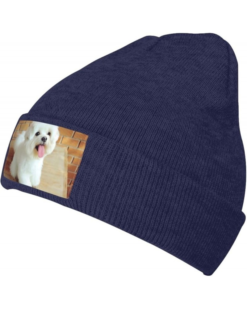 Maltese Dog Knitted Woolen Hat, Men's/Women's Warm and Fashionable Winter Beanies, Gift for Father Navy Blue $12.94 Skullies ...