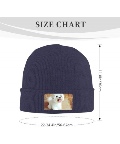 Maltese Dog Knitted Woolen Hat, Men's/Women's Warm and Fashionable Winter Beanies, Gift for Father Navy Blue $12.94 Skullies ...