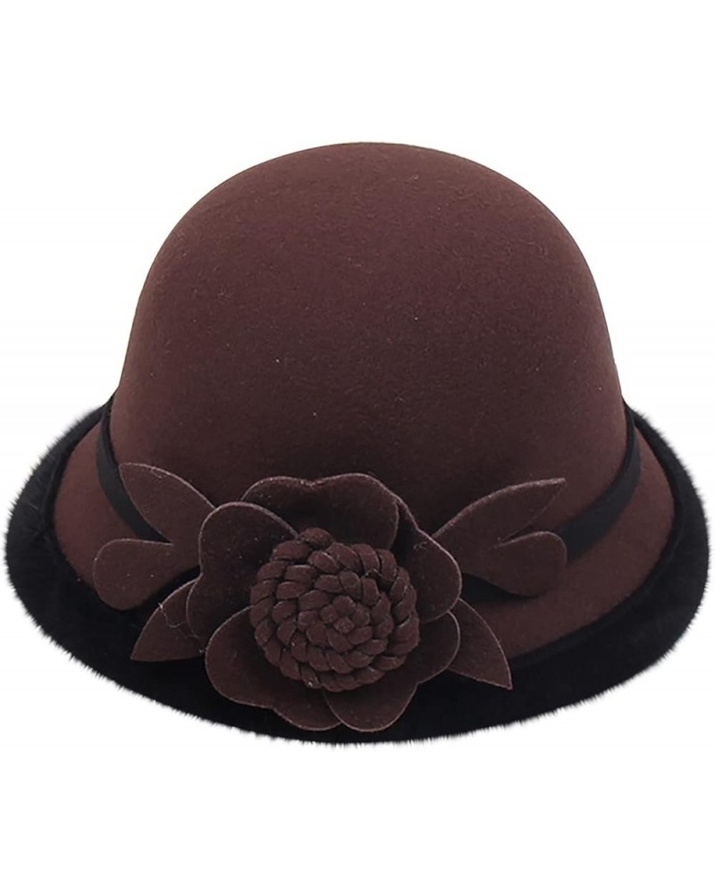 Round Cloche Hat for Men and Women Black Bowler Hat Brim Church Hat Valentines Day B $8.33 Fedoras