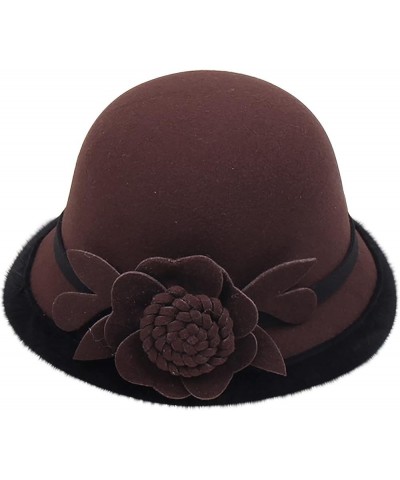 Round Cloche Hat for Men and Women Black Bowler Hat Brim Church Hat Valentines Day B $8.33 Fedoras