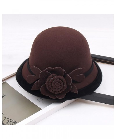 Round Cloche Hat for Men and Women Black Bowler Hat Brim Church Hat Valentines Day B $8.33 Fedoras