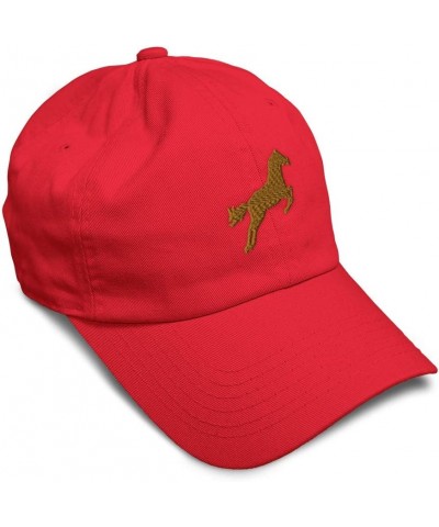 Custom Soft Baseball Cap Horse Style B Embroidery Horses Twill Cotton Embroidered Dad Hats for Men & Women Red Design Only $1...