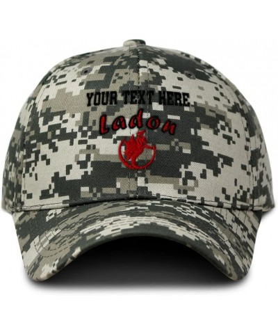 Custom Camo Baseball Cap Ladon Mythical Creatures Cotton Hunting Dad Hats for Men & Women Pixel Camo Personalized Text Here $...