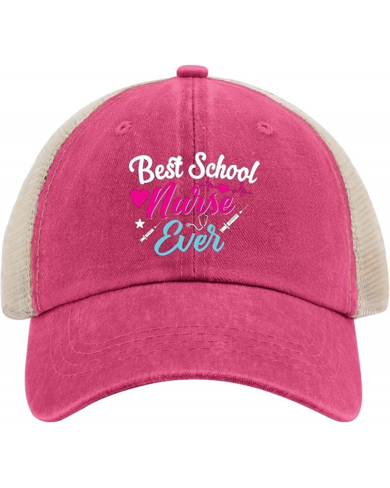 Best School Nurse Ever Golf Hat Army Hat AllBlack Mens Golf Hat Gifts for Mom Workout Hat Rose Red02 $10.69 Cowboy Hats