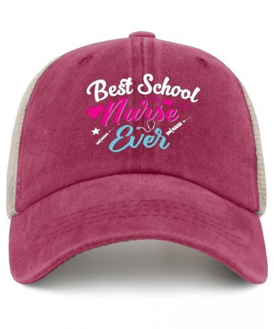 Best School Nurse Ever Golf Hat Army Hat AllBlack Mens Golf Hat Gifts for Mom Workout Hat Rose Red02 $10.69 Cowboy Hats