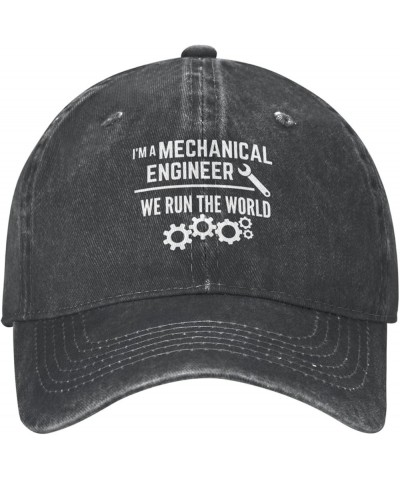 I'm A Mechanical Engineer Hat Washed Cotton Denim Baseball Cap Classic Low Profile Dad Hat Black Black $10.01 Baseball Caps