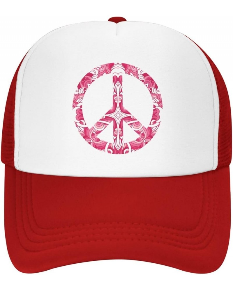 Mesh Dad Hat Adjustable Washed Funny Baseball Dad Cap Funny Distressed Ball Trucker Cap Pink Floral Peace Signs Red $8.60 Bas...