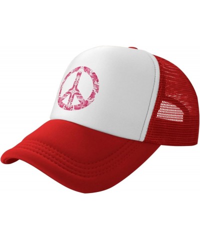 Mesh Dad Hat Adjustable Washed Funny Baseball Dad Cap Funny Distressed Ball Trucker Cap Pink Floral Peace Signs Red $8.60 Bas...