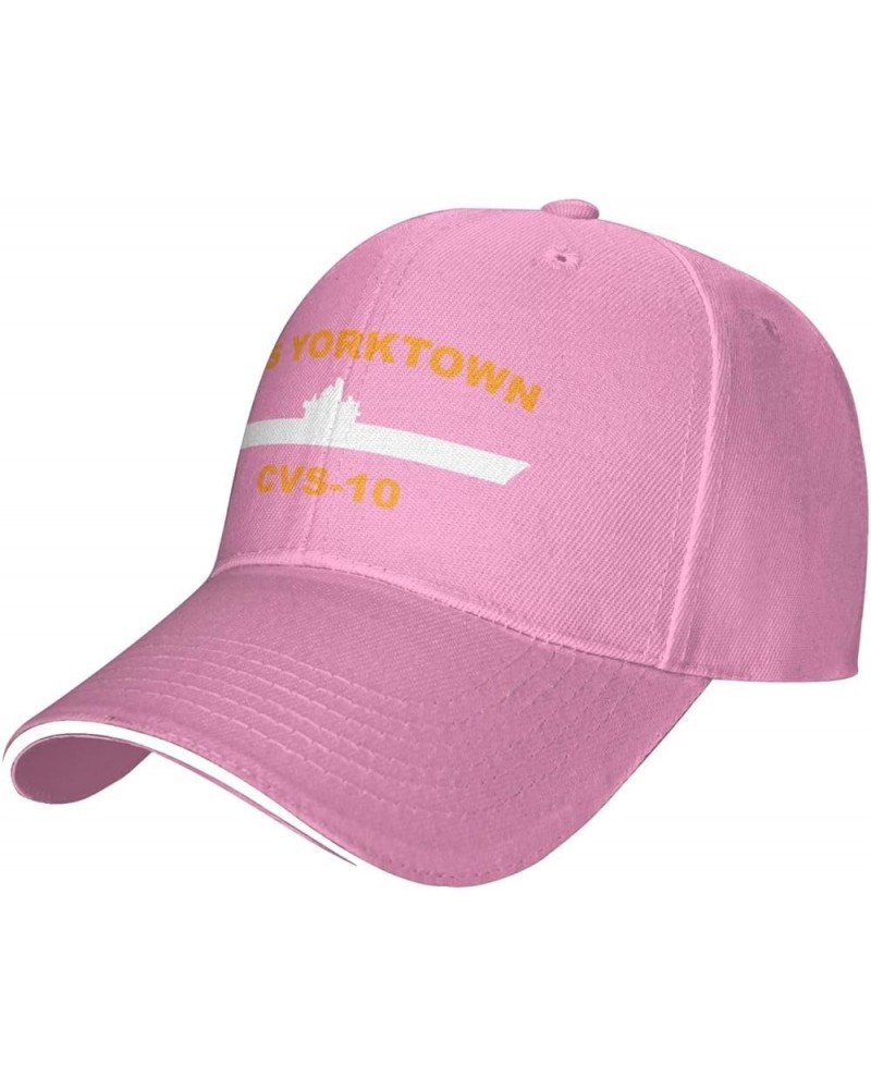 USS Yorktown CVS-10 Unisex Baseball Caps Sandwich Caps Casual hat Pink $11.27 Baseball Caps