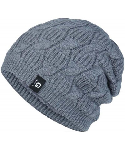 Men Women Hat Warm Chunky Cable Knit Hats Soft Thick Cute Knitted Cap for Cold Weather Pile of Hats Felted Women Grey-b $9.67...