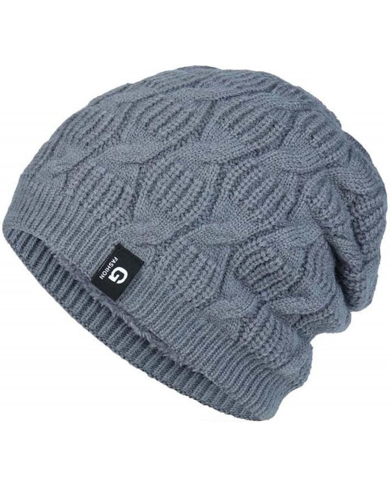 Men Women Hat Warm Chunky Cable Knit Hats Soft Thick Cute Knitted Cap for Cold Weather Pile of Hats Felted Women Grey-b $9.67...