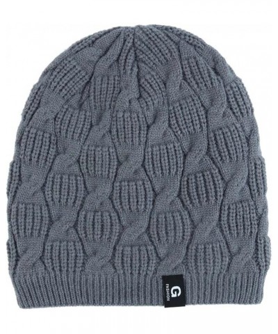 Men Women Hat Warm Chunky Cable Knit Hats Soft Thick Cute Knitted Cap for Cold Weather Pile of Hats Felted Women Grey-b $9.67...