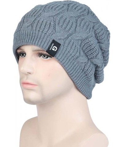 Men Women Hat Warm Chunky Cable Knit Hats Soft Thick Cute Knitted Cap for Cold Weather Pile of Hats Felted Women Grey-b $9.67...