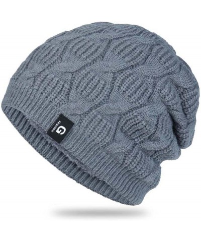 Men Women Hat Warm Chunky Cable Knit Hats Soft Thick Cute Knitted Cap for Cold Weather Pile of Hats Felted Women Grey-b $9.67...