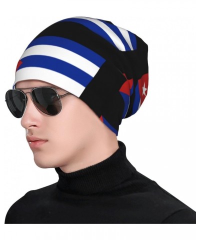 Cuba Flag Eco-Chic Knit Hats Fashionable Functionality for Modern Living Black $9.46 Skullies & Beanies