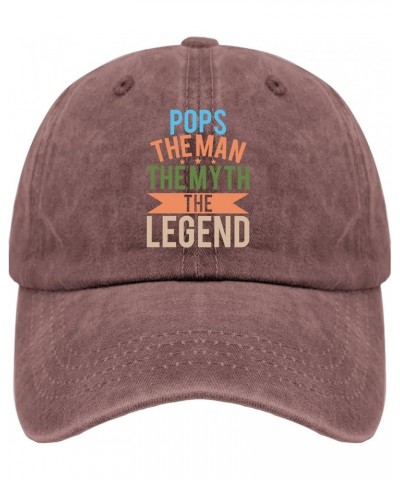 Pops The Man The Myth The Legend Caps Running Hats for Women Pigment Black Dad Hat Gifts for Grandma Cool Hats Wine Red $12.5...